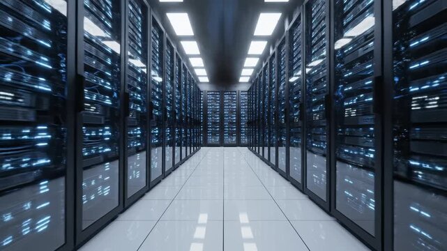 server room with rows of data racks