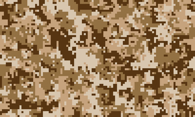 Desert digital camouflage pattern. Seamless texture ideal for backgrounds, fabric prints, militarythemed designs, or website elements. © Olena