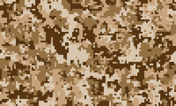 Desert digital camouflage pattern. Seamless texture ideal for backgrounds, fabric prints, militarythemed designs, or website elements.