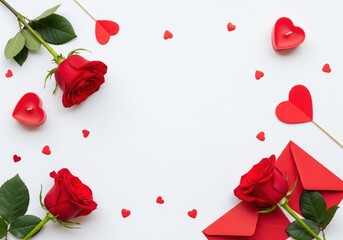 Romantic valentine's day background with roses and hearts