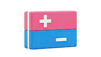 Fototapeta premium 3D Battery Icon with Plus and Minus Symbols