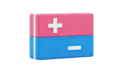 3D Battery Icon with Plus and Minus Symbols