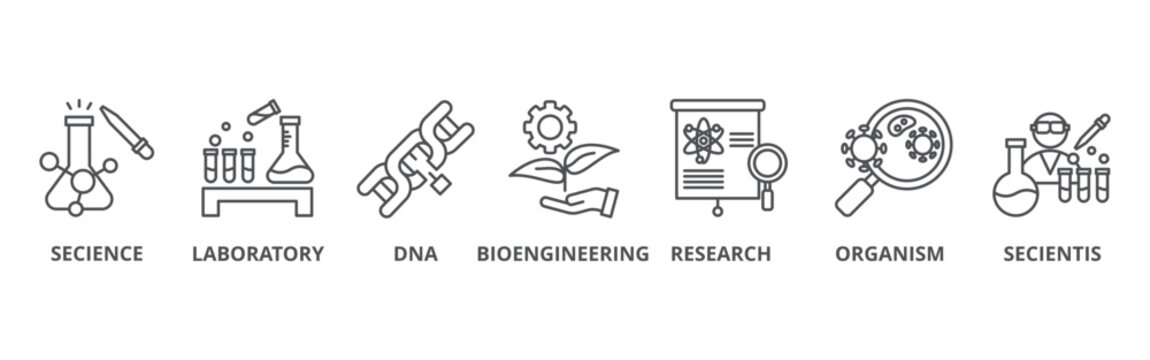 Biotechnology banner web icon vector illustration concept	