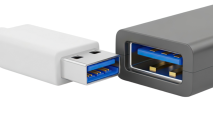 Close-up of USB 3.0 Connector and Port