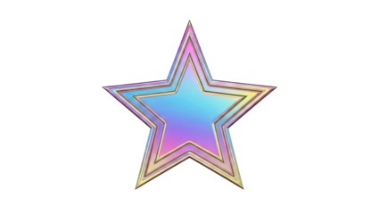 Holographic Star with Gold Outline