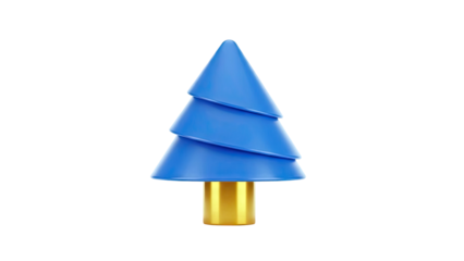 Minimalist Blue Christmas Tree with Gold Base