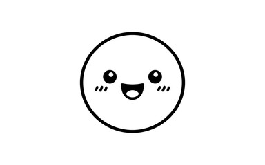 Cute happy face emoji with blush marks and open mouth, simple line art