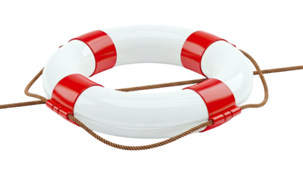 White and Red Lifebuoy with Rope