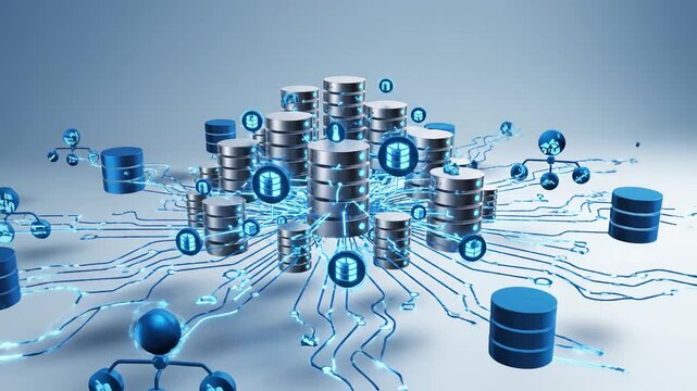 Data storage server stacks with icons