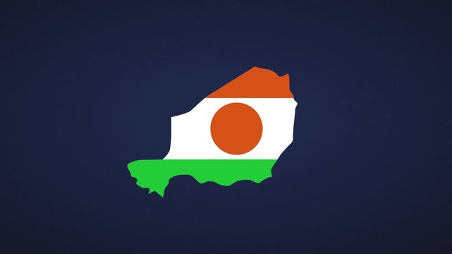 Vibrant map of Niger featuring glowing animated flag elements