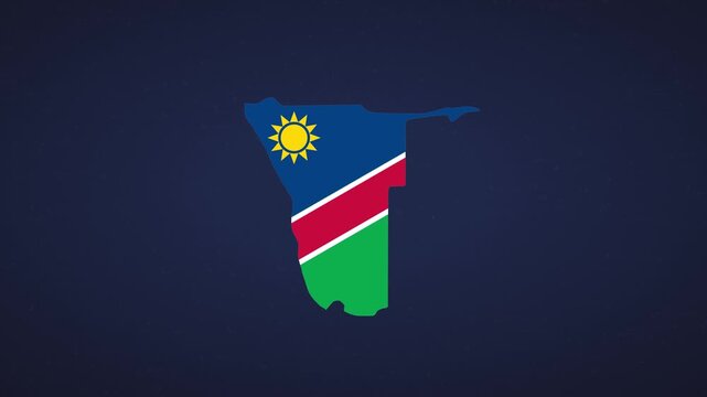 Namibia flag illustration, Namibia silhouette with flag overlay and scenery