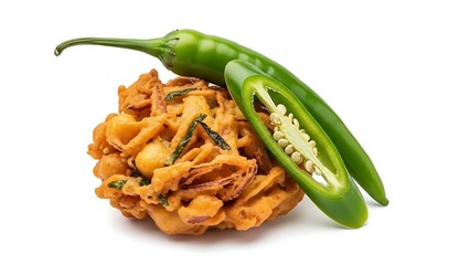 Fried chicken with jalapeno pepper on top closeup view