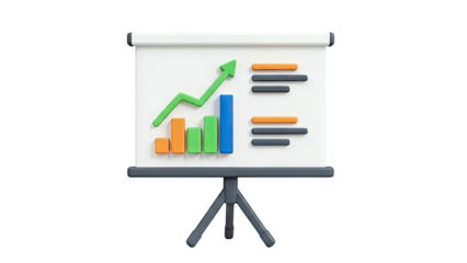 3D Flip Chart with Growth Graph and Data Points