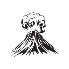 Vector illustration of a volcano erupting with thick smoke and lava gushing out of the crater