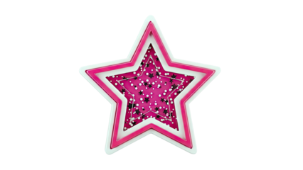 Layered Pink and White Star Decoration with Black Stars and White Dots