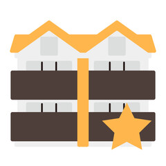 シンプルなアパートのアイコン+星