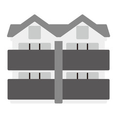 シンプルなアパートのアイコン+モノクロ