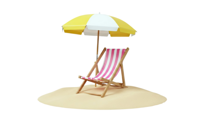 Beach chair and umbrella on sand dune