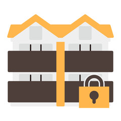 シンプルなアパートのアイコン+鍵