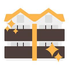 シンプルなアパートのアイコン+キラキラ