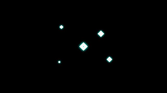 Sparkle twinkle star animation featuring glowing light motion, flat vector doodle elements, smooth shining effects on black screen chroma key for magical video overlays and title animations