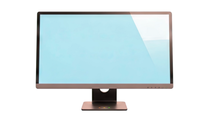 Modern computer monitor with a blue screen and sleek stand