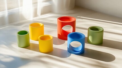 Colorful geometric shape with light and shadow creates modern vibes perfect for interior design advertisement and decoration concept