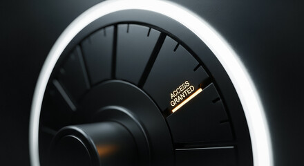 Access Granted Security Dial, Successful Authorization on High-Tech Digital Interface