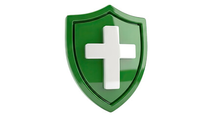 Obraz premium Green Shield with White Cross