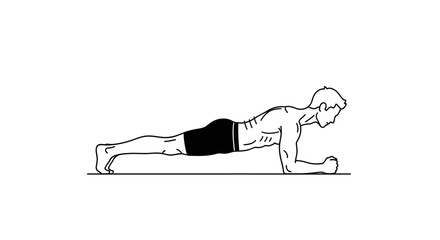 Man Doing Plank Exercise Illustration.