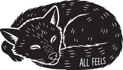 Sleeping black fox with calm and peaceful expression always