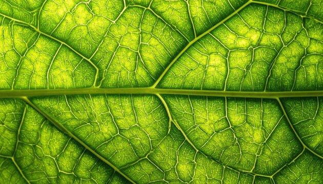 Detailed Close-Up of a Vibrant Green Leaf with Intricate Veins.