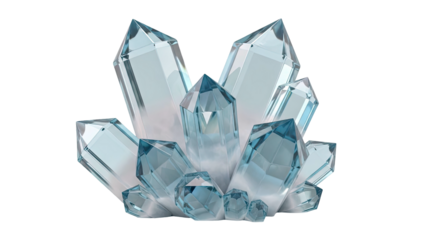 Cluster of blue quartz crystals