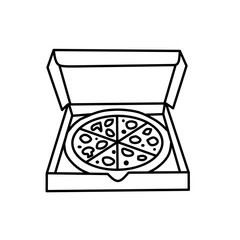 Hot Pizza in Delivery Box Illgustration