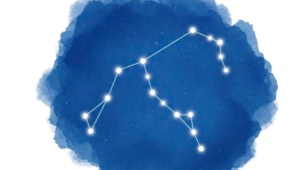 Aquarius Constellation on Blue Watercolor Background