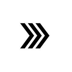 Fototapeta premium Solid black ultra-minimalist vector icon of four nested sharp chevron arrows with a minute directional shadow, isolated on a transparent background. Concept of digital velocity and clarity