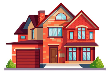 Vector illustration of exclusive modern detached house architectural project