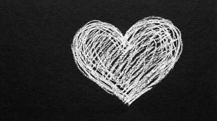 Hand-drawn white chalk heart on a dark blackboard background.