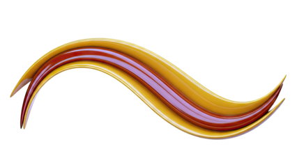 Wavy ribbon of yellow and red glossy stripes