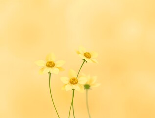 whimsical illustration of dreamy rapeseed blossoms in soft motion blur, with gentle petals in pale yellow hues and green stems, warm and serene background