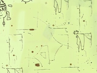 illustration of cozy doodle wall texture in paint with muted green and earthy accents