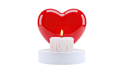 Red Heart with Burning Candle