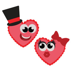 Cute Valentine hearts emoji vector cartoon illustration