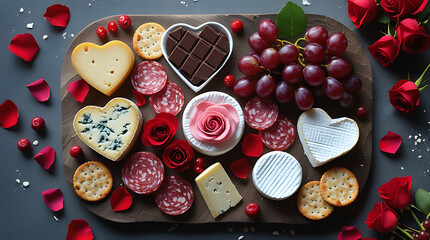 Gourmet Valentine Charcuterie with Blue Cheese