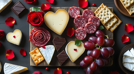 Elegant Valentine Appetizer Platter with Roses
