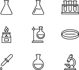 Obraz premium Various Laboratory Equipment Icons Representing Scientific Research and Experimentation