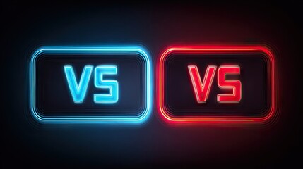 Neon versus battle concept graphic with bold colors on dark background