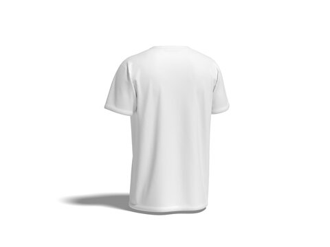 Maket desain kaos putih terisolasi di latar belakang putih.