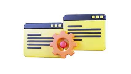 3D Render of Web Browsers with Gear Icon