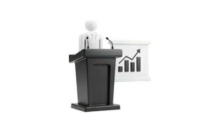 3D Render of a Person Presenting with a Growth Chart